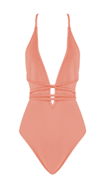 Deep V-neck briefs top styleofcb PINK XS 