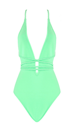 Deep V-neck briefs top styleofcb GREEN XS 