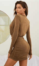 Deep V pleated slim gown styleofcb 