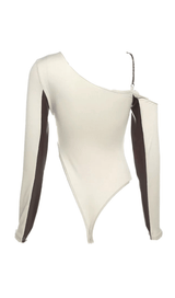Diagonal sleeve leather bodysuit styleofcb 