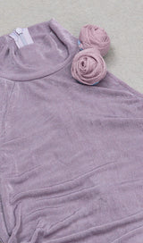 EMBELLISHED BANDAGE MIDI DRESS IN LAVENDER DRESS STYLE OF CB 