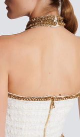 EMBELLISHED CROP TWO PIECE SUIT DRESS STYLE OF CB 