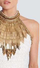 EMBELLISHED CROP TWO PIECE SUIT DRESS STYLE OF CB 