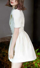 EMBROIDERED BUTTON JACKET DRESS IN WHITE DRESS styleofcb 