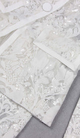 EMBROIDERED LACE MESH JACKET SUIT IN WHITE DRESS STYLE OF CB 