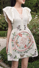 EMBROIDERY V-NECK MIDI DRESS IN WHITE DRESS STYLE OF CB 