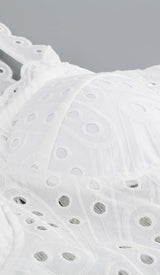 EYELET LACE STRAPPY MINI DRESS IN WHITE DRESS STYLE OF CB 