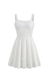 EYELET LACE STRAPPY MINI DRESS IN WHITE DRESS STYLE OF CB 