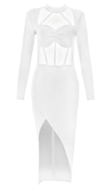 FISHBONE SLIT BANDAGE MIDI DRESS DRESS STYLE OF CB 