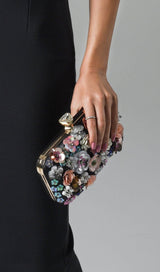 FLORAL ENBROIDERY CLUTCH - BLACK styleofcb 