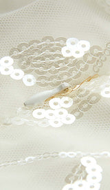 FLORAL SEQUINED MINI DRESS IN WHITE DRESS STYLE OF CB 