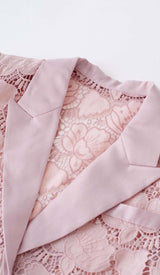 FLORAL CUTWORK JACKET DRESS SET IN PINK DRESS STYLE OF CB 