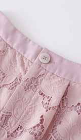 FLORAL CUTWORK JACKET DRESS SET IN PINK DRESS STYLE OF CB 