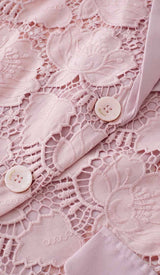 FLORAL CUTWORK JACKET DRESS SET IN PINK DRESS STYLE OF CB 