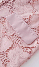 FLORAL CUTWORK JACKET DRESS SET IN PINK DRESS STYLE OF CB 