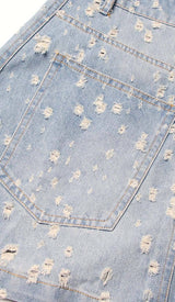 FRAYED DENIM MINI DRESS styleofcb 