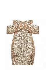 GOLD SEQUIN STRAPLESS MINI DRESS Dresses styleofcb 