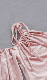 Gold velvet drawstring irregular dress styleofcb 