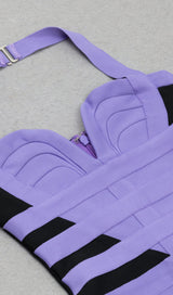HALTER BANDAGE MINI DRESS IN LAVENDER DRESS STYLE OF CB 