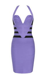 HALTER BANDAGE MINI DRESS IN LAVENDER DRESS STYLE OF CB 