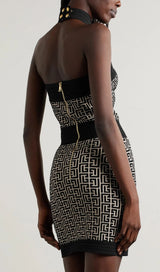 HALTER MONOGRAM MINI DRESS IN MIXED COLOURS DRESS styleofcb 