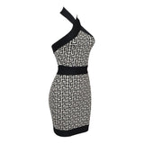 HALTER MONOGRAM MINI DRESS IN MIXED COLOURS DRESS styleofcb 