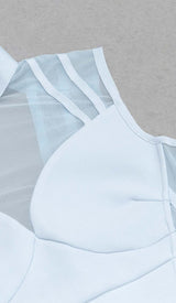 HIGH NECK MESH MIDI DRESS IN LIGHT BLUE DRESS STYLE OF CB 