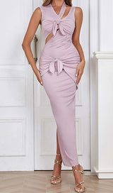 HIP WRAP BANDAGE MIDI DRESS IN LILAC DRESS STYLE OF CB 