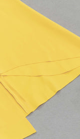 HIP WRAP BANDAGE MIDI DRESS IN YELLOW DRESS STYLE OF CB 