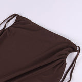 HIP WRAP MIDI SKIRT IN BROWN DRESS styleofcb 