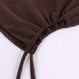 HIP WRAP MIDI SKIRT IN BROWN DRESS styleofcb 