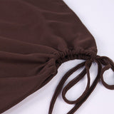 HIP WRAP MIDI SKIRT IN BROWN DRESS styleofcb 