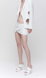 HOLLOW OUT LONG SLEEVE JACKET TOP AND SHORT SKIRT DRESS STYLE OF CB 