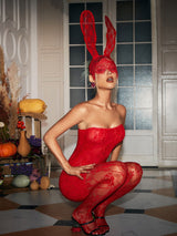 STRAPLESS LACE MINI DRESS IN RED Dresses sis label 