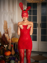 STRAPLESS LACE MINI DRESS IN RED Dresses sis label 