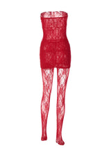 STRAPLESS LACE MINI DRESS IN RED Dresses sis label 