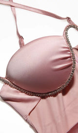 High elastic dress with diamond chain sling. ohmogo 