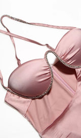 High elastic dress with diamond chain sling. ohmogo 