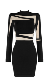 Hollow stitching lace gown. ohmogo BLACK XS 