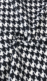 Houndstooth word shoulder wrap dress.