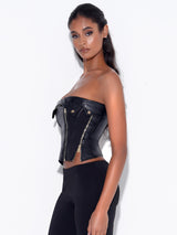 MERLINA BLACK VEGAN LEATHER BUSTIER TOP Tops styleofcb 