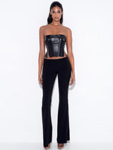 MERLINA BLACK VEGAN LEATHER BUSTIER TOP Tops styleofcb 