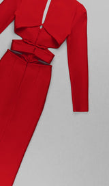HOLLOW SLIM-FIT DRESS IN RED styleofcb 