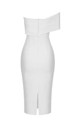 BANDEAU ONE-SHOULDER KNITTED DRESS IN WHITE styleofcb 