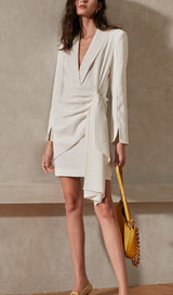 SUIT WRAP DRESS MINI DRESS IN WHITE styleofcb 