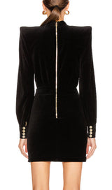 SQUARE SHOULDER MINI DRESS IN BLACK styleofcb 