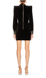 SQUARE SHOULDER MINI DRESS IN BLACK styleofcb 