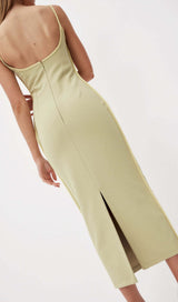 COLOR BLOCK SUSPENDER MIDI DRESS IN LETTUCE GREEN styleofcb 