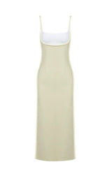 COLOR BLOCK SUSPENDER MIDI DRESS IN LETTUCE GREEN styleofcb 