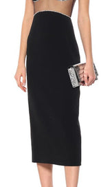 OPEN-WAISTED STITCHED BUTTOCK DRESS IN BLACK styleofcb 